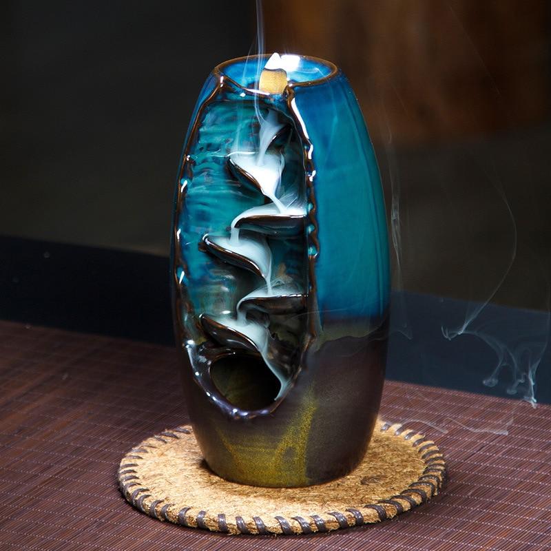 backflow waterfall ceramic incense burner